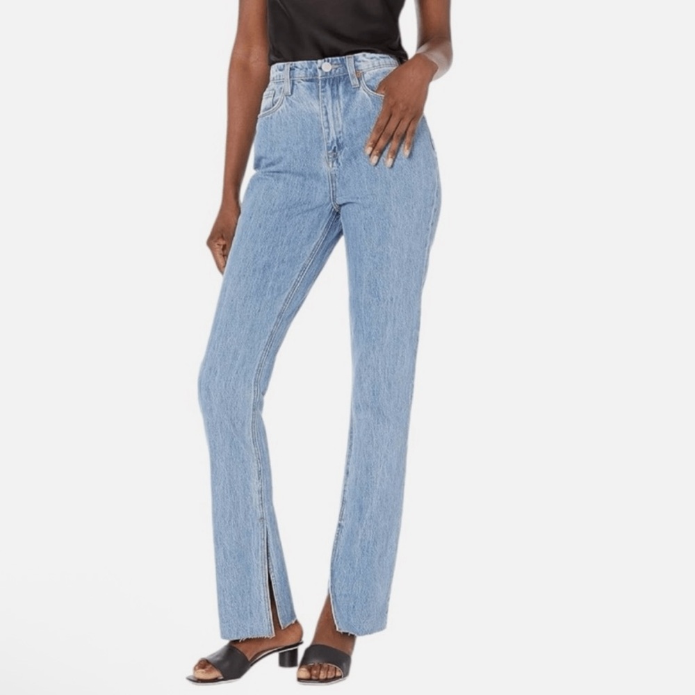 Blank NYC Jeans Womens Size 29 The Cooper Long‎ Slim Straight Leg Slit Blue
